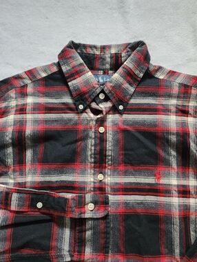 POLO RALPH LAUREN Men's Large Plaid Brushed Flannel Shirt Classic Fit